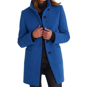 Classic Tailored Button-Up Winter Coat for Women