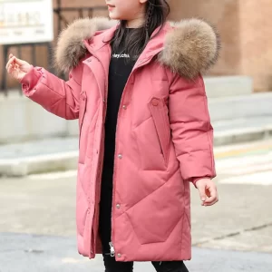 Kids Girls' Down Coat Puffer Jacket Kids Puffer Jacket Adorable School Coat Outerwear 4-12 Years Fall Black Pink Red