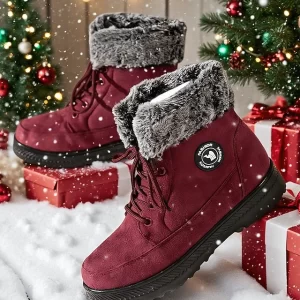Women's Faux Fur-Lined Snow Boots – Cozy, Stylish Winter Footwear for Cold Weather & Holiday Adventures
