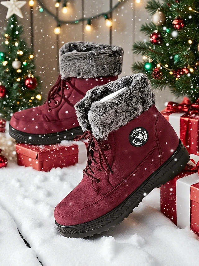 Women's Faux Fur-Lined Snow Boots – Cozy, Stylish Winter Footwear for Cold Weather & Holiday Adventures