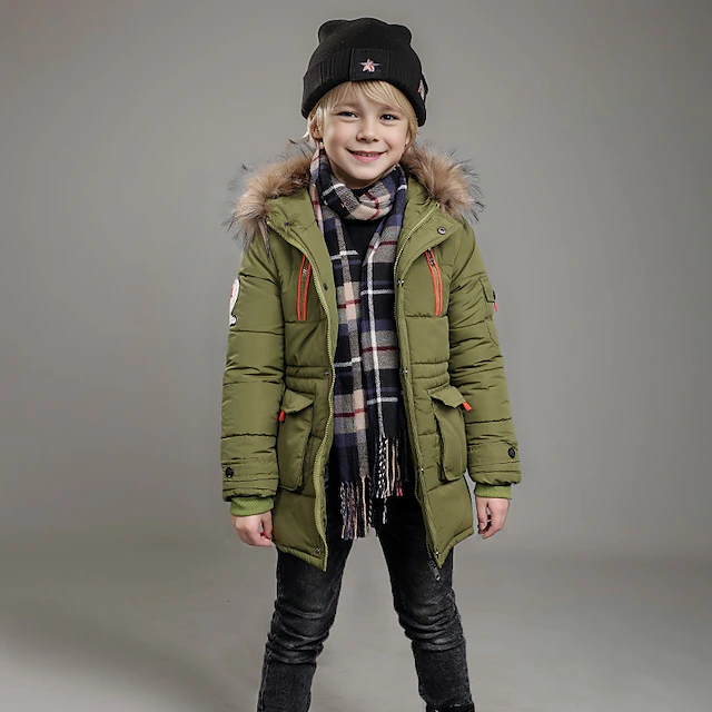 Boys' 3D Kids Puffer Jacket Plain Letter Down Jacket Coat Parka Long Sleeve Winter Active Cool Kids 4-13 Years School Street Regular Fit